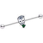 14G Skull White Rose Valentines Industrial Barbell 38mm
