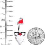 Red Gem Santa Face Glasses Christmas Belly Ring