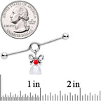 14G Clear Red Gem Bell Christmas Dangle Project Barbell 38mm