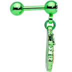 16G 1/4 Green Gem Leprechaun St Patricks Day Dangle Cartilage
