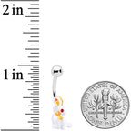 Red Gem White Easter Rabbit Belly Ring