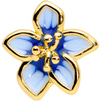 16G 5/16 Gold Tone White Blue Flower Labret Monroe Tragus