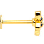16G 5/16 Gold Tone White Blue Flower Labret Monroe Tragus