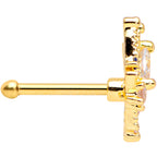 20G 1/4 Clear CZ Gem Gold Tone Star Angel Christmas Nose Bone