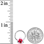 16G 3/8 Red Gem Exotic Flower Hinged Segment Ring