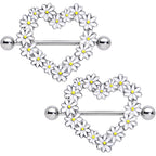 14G 13/16 Daisy Flower Heart Valentines Nipple Shield Set