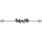 14G Clear Gem Butterfly Array Flower Industrial Barbell 38mm
