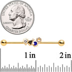 14G Clear CZ Gem Gold Tone Lovely Bee Industrial Barbell 38mm