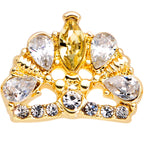 16G 5/16 Clear CZ Gem Gold Tone Lavish Crown Labret Monroe Tragus