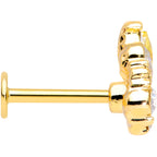 16G 5/16 Clear CZ Gem Gold Tone Lavish Crown Labret Monroe Tragus
