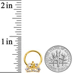 16G 3/8 Clear CZ Gem Gold Tone Lavish Crown Hinged Segment Ring