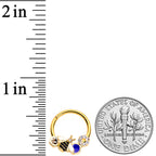 16G 3/8 Clear CZ Gem Gold Tone Lovely Bee Hinged Segment Ring