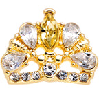 16G 1/4 Clear CZ Gem Gold Tone Lavish Crown Cartilage Earring