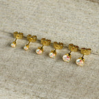 20G Aurora CZ Gem Gold Tone 3mm to 5mm Post Stud Earring Set of 3