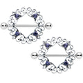 14G 9/16 Purple Gem Filigree Valentines Day Nipple Shield Set