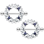 14G 9/16 Purple Gem Filigree Valentines Day Nipple Shield Set