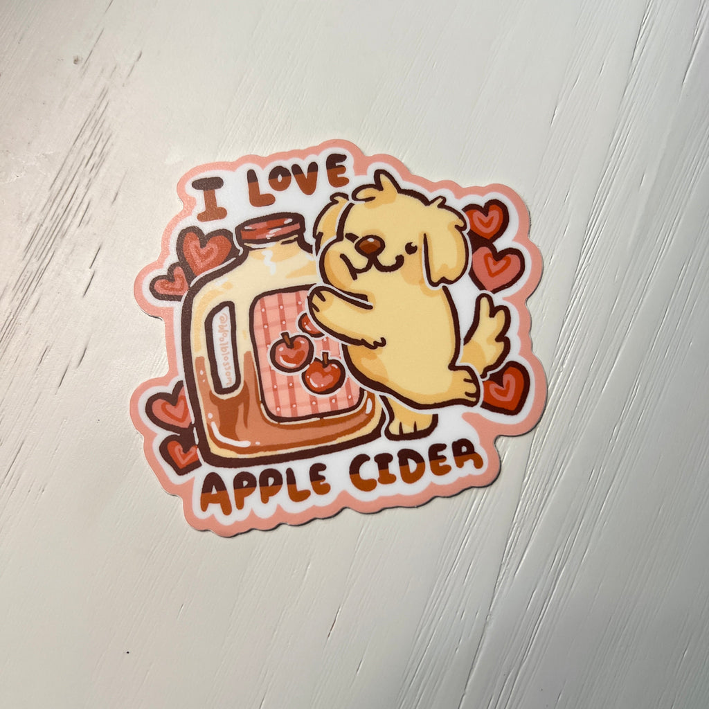 I Love Apple Cider! Puppy ~ Sticker