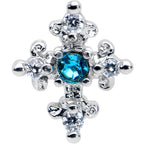 20G 5/16 Clear Blue Gem Renaissance Cross Nose Bone