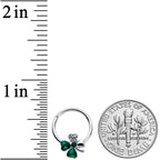 16G 3/8 Clear Green Gem Shamrock St Patricks Hinged Segment Ring