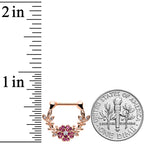 16G 5/16 Pink Gem Rose Gold Tone Heart Flower Cartilage Clicker