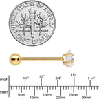 Clear CZ Gem Gold Tone Star Top Barbell Tongue Ring