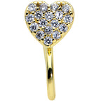 Clear CZ Gem Gold Tone Paved Heart Clip On Fake Nose Ring