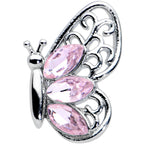 16G 1/4 Pink Gem Lacy Butterfly Cartilage Tragus Earring
