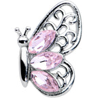 16G 5/16 Pink Gem Lacy Butterfly Labret Monroe Tragus