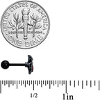 16G 1/4 Red Gem Black Spider Skull Halloween Cartilage Tragus