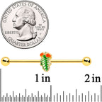 14G Gold Tone Acorns Pine Cone Autumn Industrial Barbell 38mm