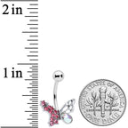Pink Aurora Gem Super Glam Butterfly Belly Ring