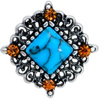 16G 5/16 Yellow Gem Blue Faux Turquoise Square Labret Tragus