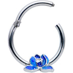 16G 3/8 Lovely Blue Lotus Flower Hinged Segment Ring