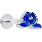 16G 5/16 Lovely Blue Lotus Flower Labret Monroe Tragus