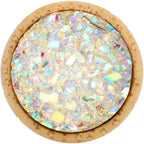 White Druzy Stone Wood Saddle Plug Set