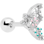 16G 1/4 Clear CZ Gem Abstract Butterfly Cartilage Tragus Earring