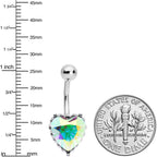 Clear CZ Gem Great Big Heart Valentines Day Belly Ring