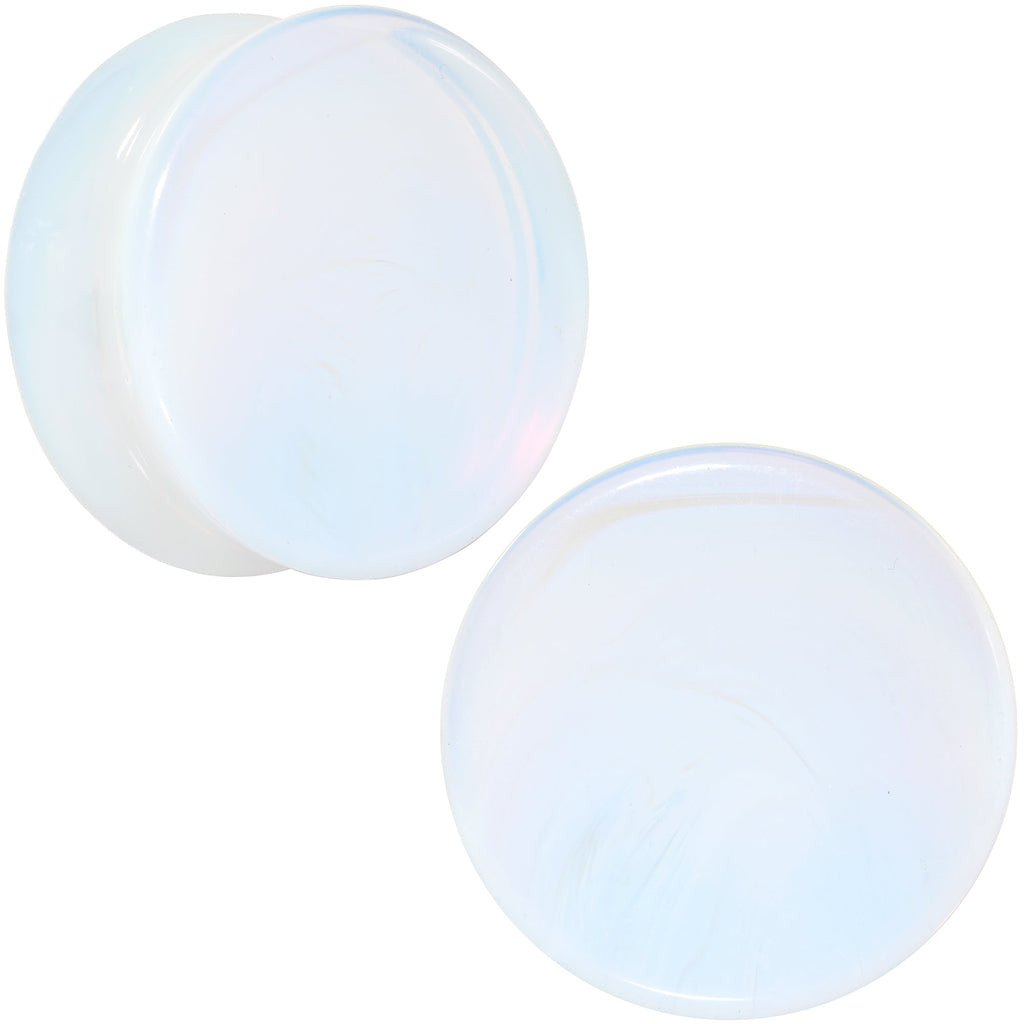 White Opalite Double Flare Plug Set