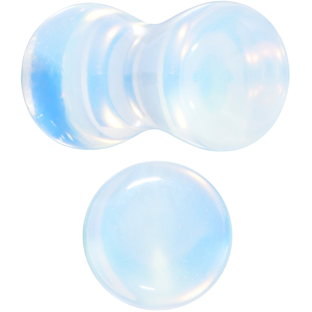 White Opalite Double Flare Plug Set