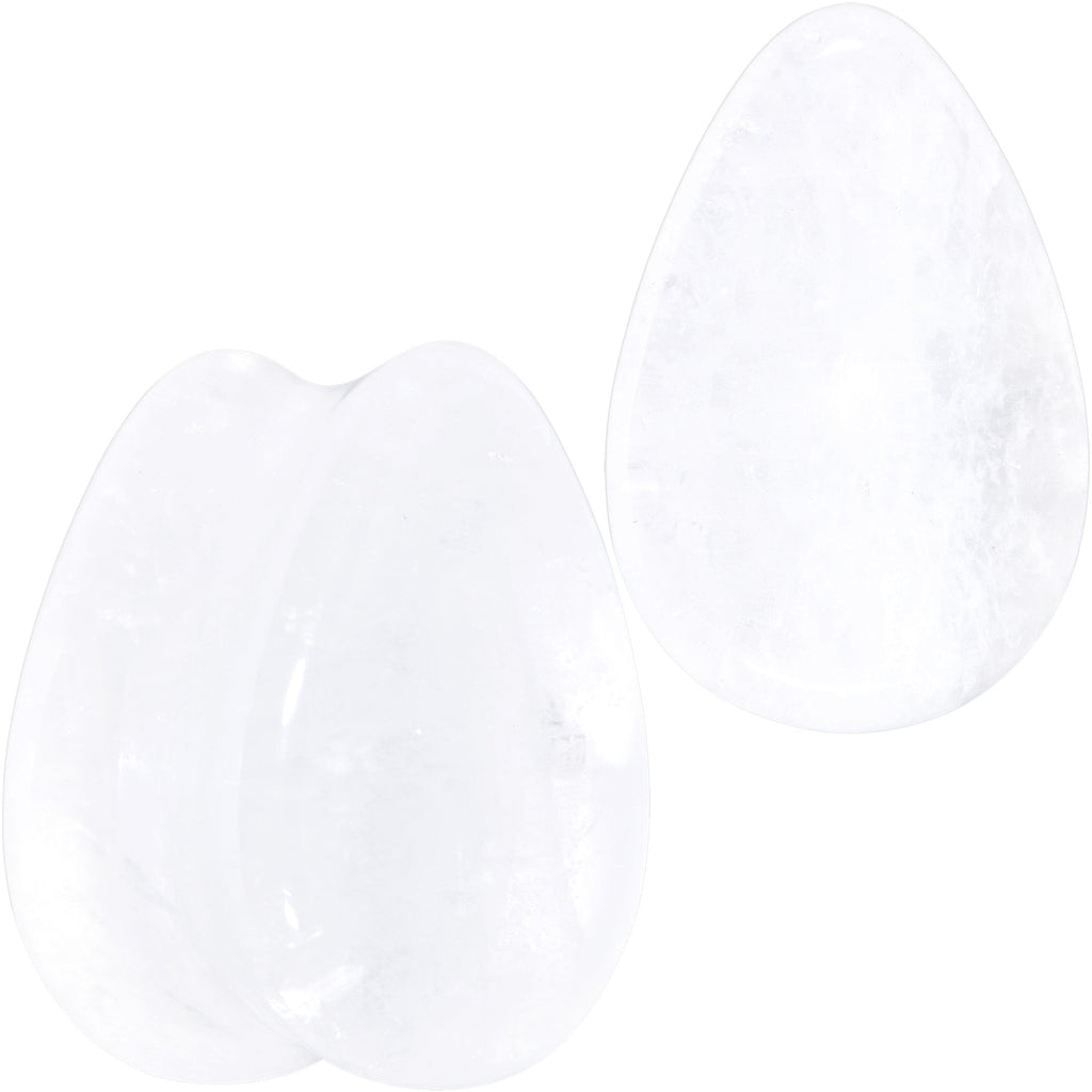 White Cloudy Quartz Drop Saddle Plug Set