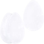 White Cloudy Quartz Drop Saddle Plug Set