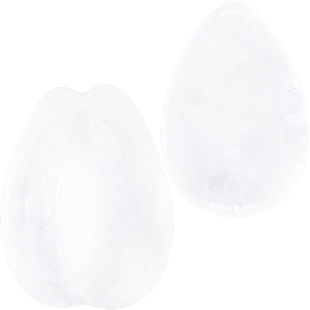White Cloudy Quartz Drop Saddle Plug Set