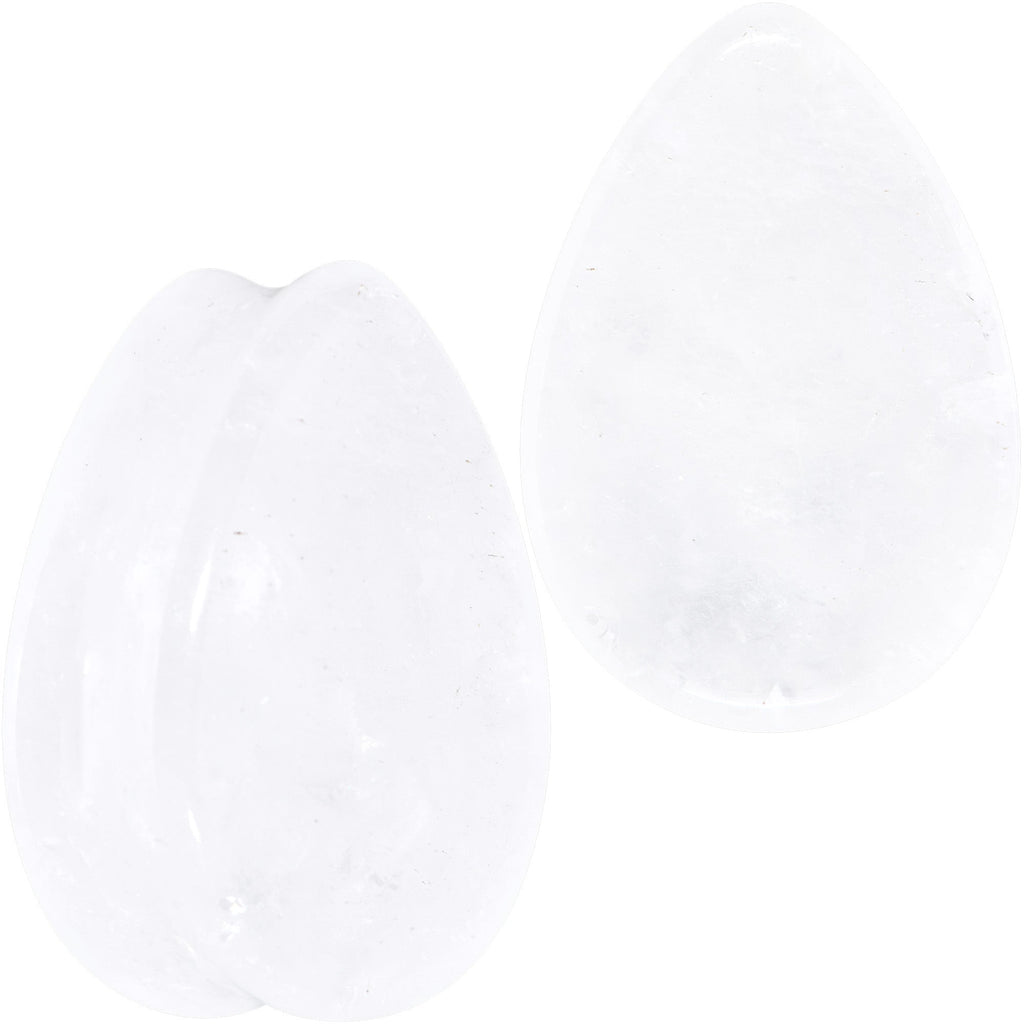 White Cloudy Quartz Drop Saddle Plug Set