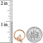 16G 3/8 Clear CZ Gem Rose Gold Tpne Abstract Hinged Segment Ring