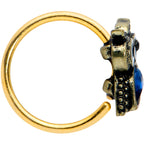 20G 5/16 Blue Gem Gold Tone Wide Eyed Owl Nose Hoop