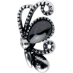 16G 1/4 Black Gem Abstract Bow Cartilage Tragus Earring