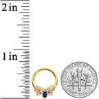 16G 3/8 Blue Gem Gold Tone Beautiful Bee Hinged Segment Ring