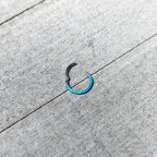 16G 3/8 Aqua Synthetic Opal Bottom Curve Hinged Segment Ring