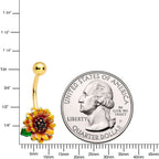 Gold Tone Summer Floral Sunflower Belly Ring