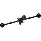 14G Black Skeleton Flower Halloween Industrial Barbell 38mm